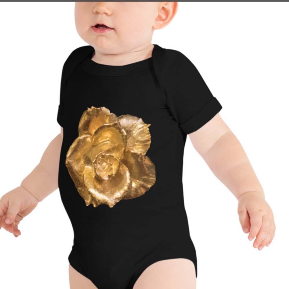 Ventcri Baby Black Rose Gold Onesie Bodysuit